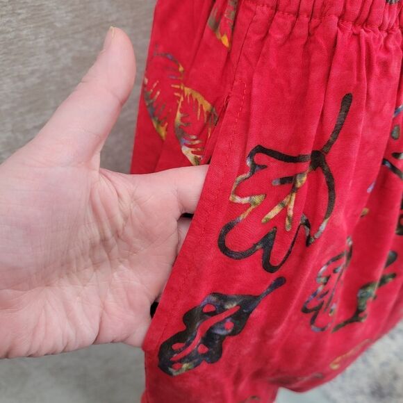 Young Fashion Vintage Red Patterned Culottes and Sleeveless Top Matching Set - Picture 4 of 12